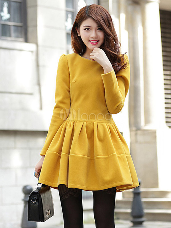 womens long sleeve skater dress