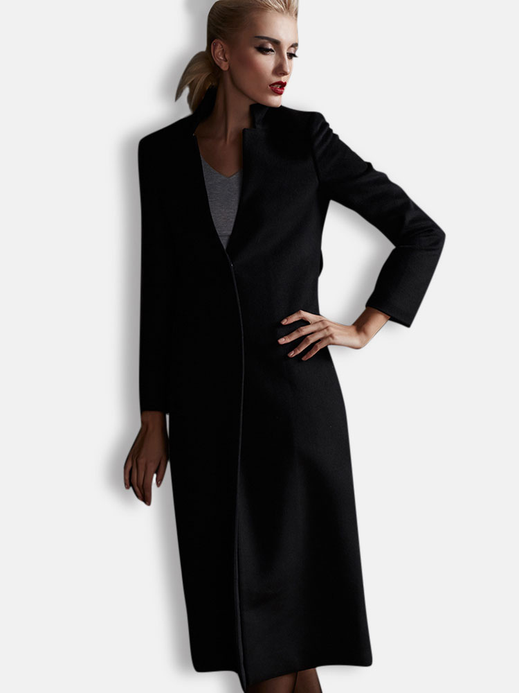 BEINF Women's Wool Blend Winter Coat - Mid-Long Pea Coat With Belt