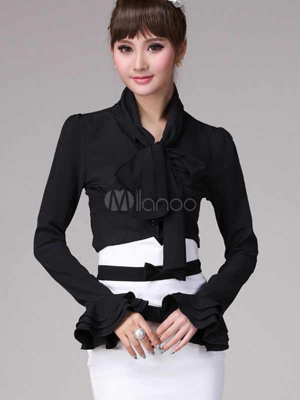 Long Sleeves Polyester Comfortable Woman's Blouse - Milanoo.com