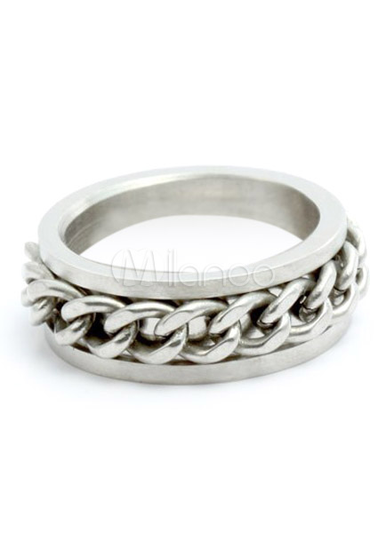 silver ring with chain