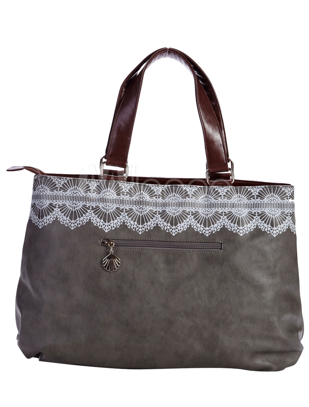 Glamorous Gray 46*11*29cm PU Womens Shoulder Bag - Milanoo.com