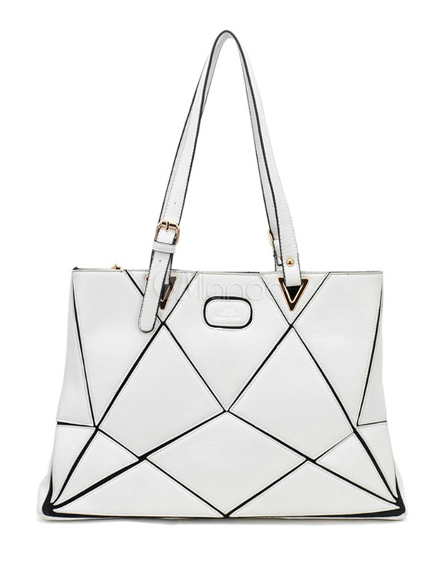 Quilted PU White Woman's Shoulder Bag - Milanoo.com