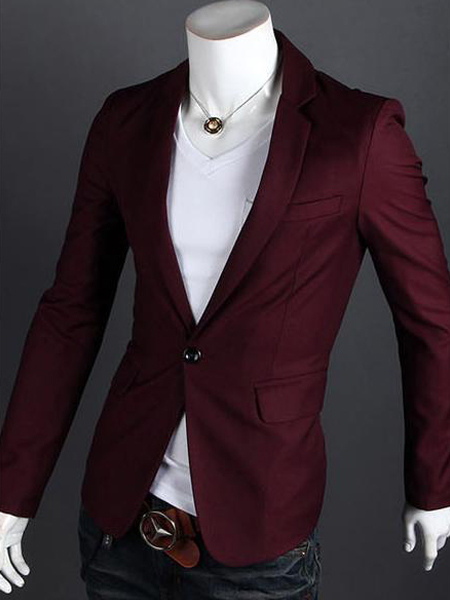 Cotton Business Casual Slim Fit Men's Blazer Jacket With Front Button ...
