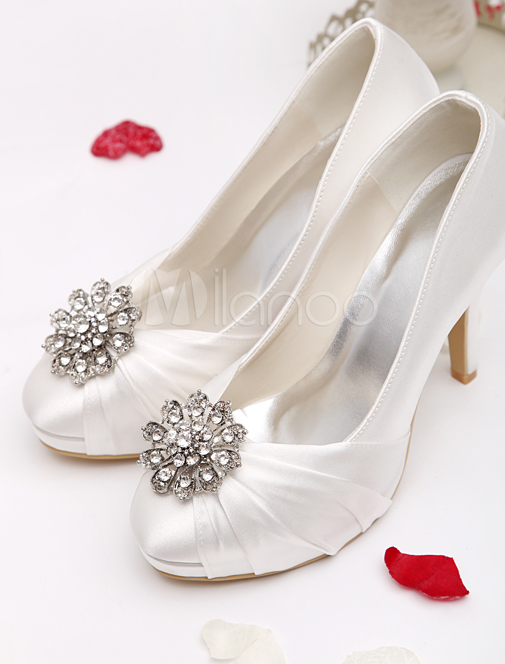 Ivory Rhinestone Flower Brides' Shoes
