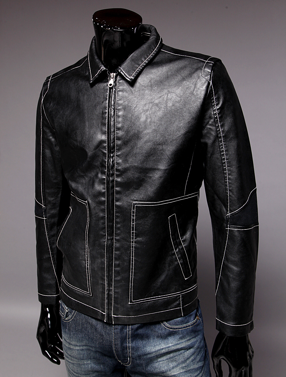jaqueta de couro masculina retro