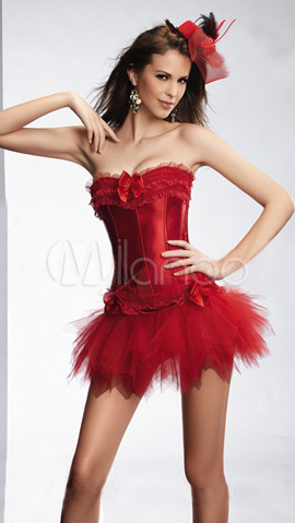 Imitated Silk Corsets With Tulle Skirt - Milanoo.com