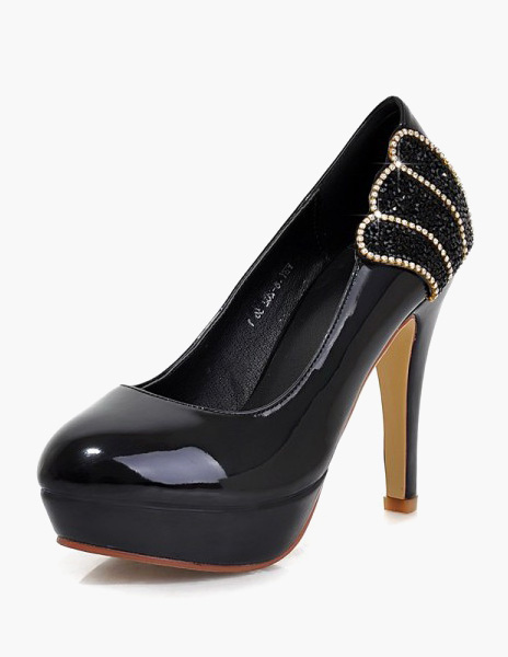 rhinestone platform pumps