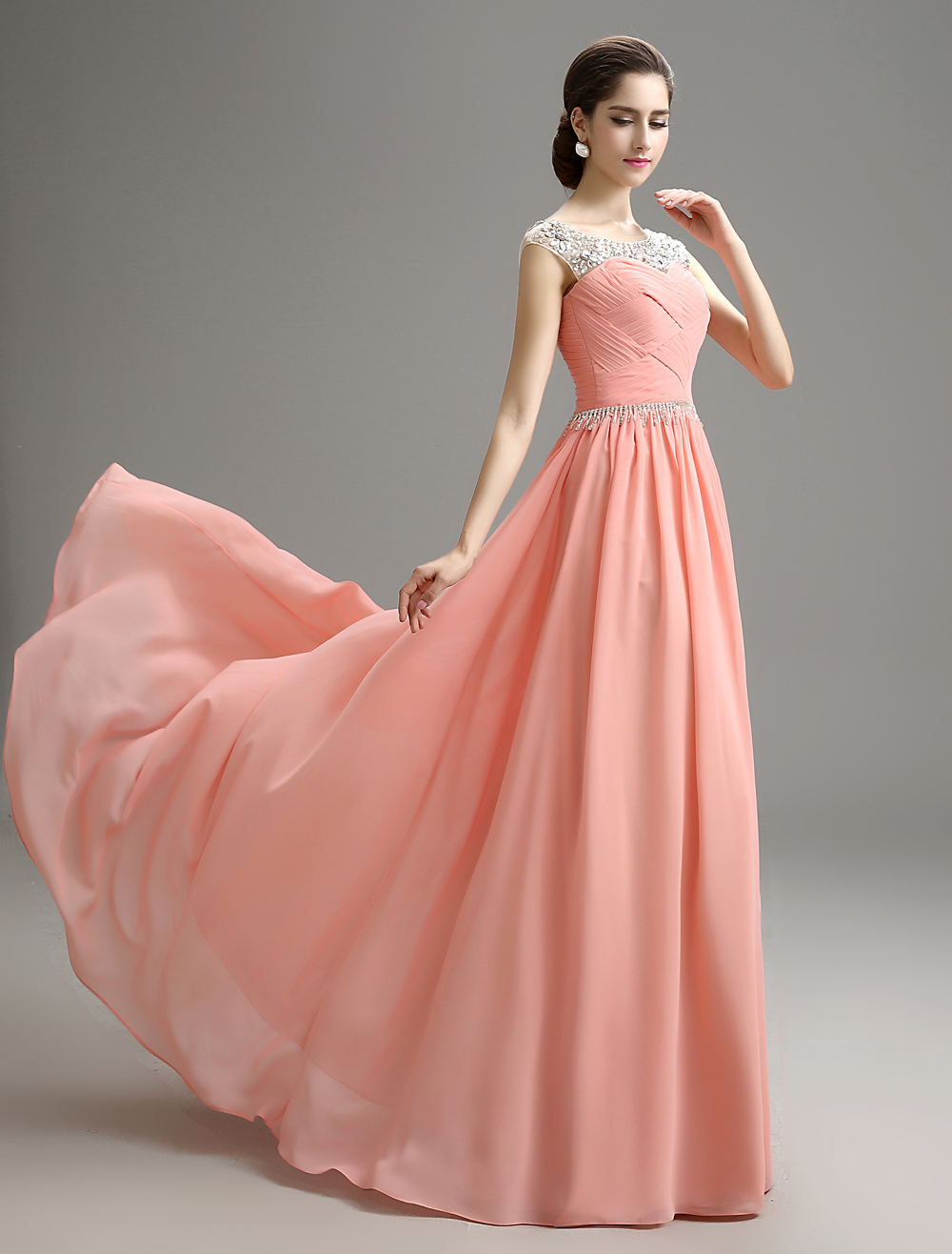 blush pink plus size formal dress