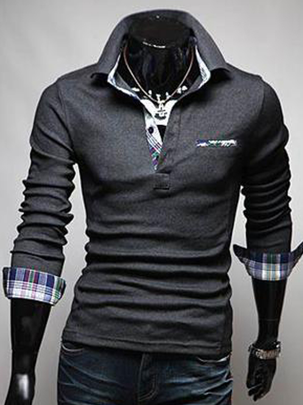 Men's Plaid Print Chic Polo Shirt - Milanoo.com