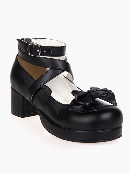 Costumes Lolita | Black Lolita Heels Square Platform Ankle Straps Chunky Heel Lolita Shoes - EP77839