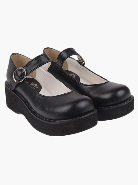 Kawayi Black Lolita Shoes Platform Shoes with Buckles Strap - Milanoo.com