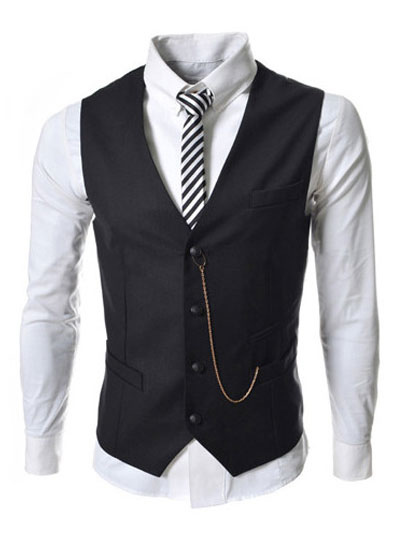Men Cotton Waistcoat Pocket Business Casual Suit Vest 2021 - Milanoo.com