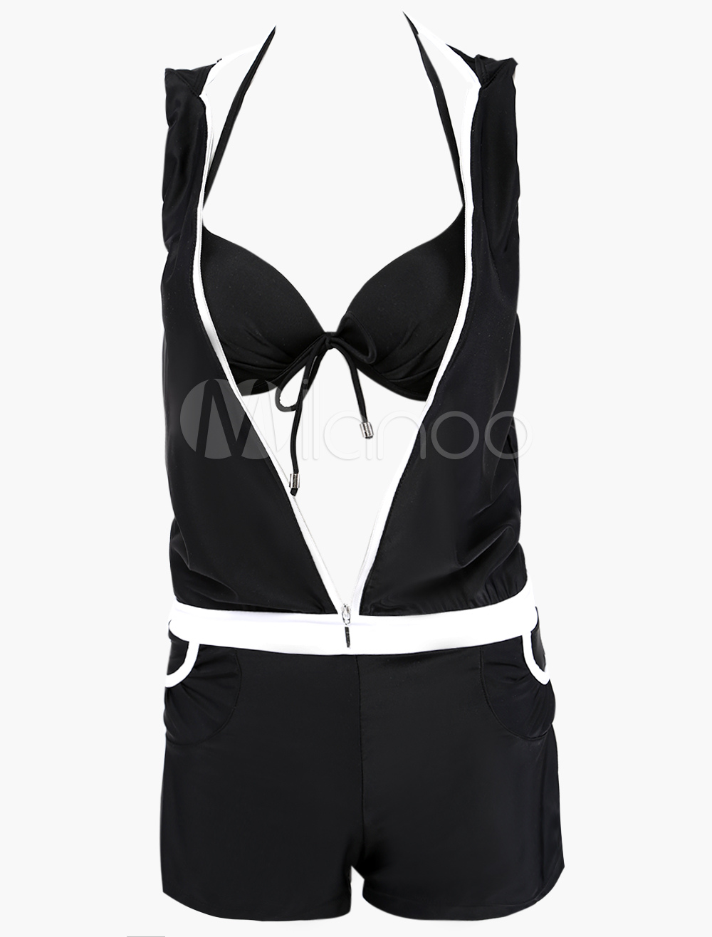 Three Piece Sexy Hoodied Polyester Swimwear - Milanoo.com