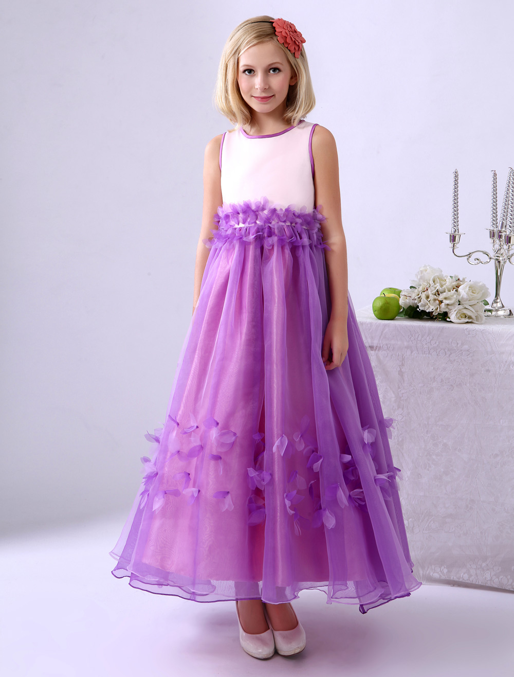 Jewel Neck A Line Flower Organza Beautiful Flower Girl Dress Milanoo 6903