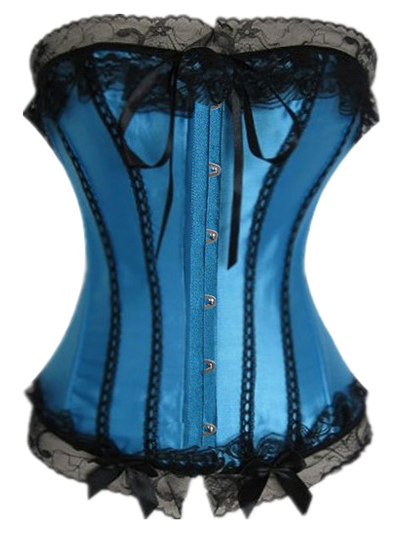 メンズファッション オーバーバストコルセット ブルー セクシー フェイクレザー レース Milanoo Jp