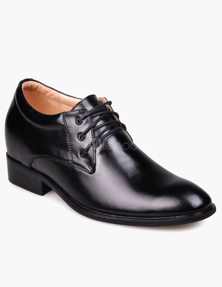 Classic Black Cow Leather Rubber  Sole  Men s Elevated Dress  