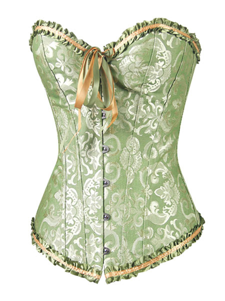 Lingerie Corsets & Bustiers | Women Over Bust Corsets 2022 Green Lace Up Waist Trainer - GG17931