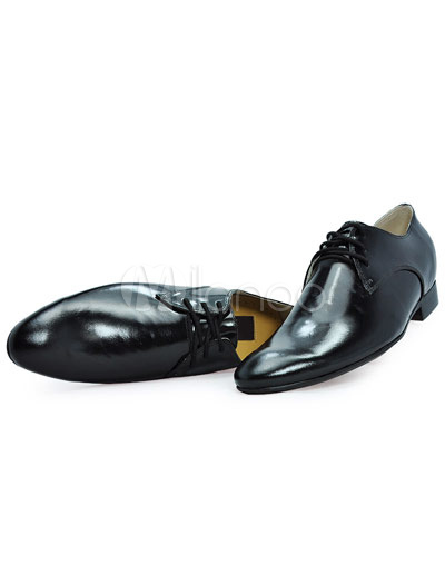 Unique Black Rubber Cowhide Taller Shoes For Men - Milanoo.com