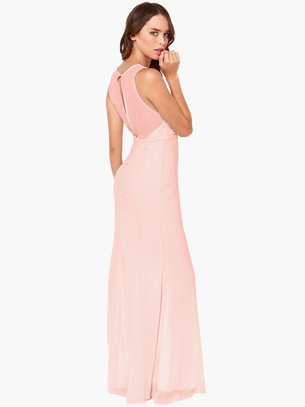 Sleeveless Slim Fit Chiffon Maxi Dress - Milanoo.com
