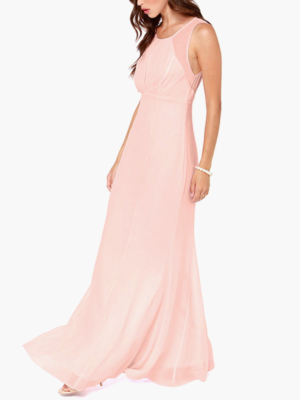 Sleeveless Slim Fit Chiffon Maxi Dress - Milanoo.com