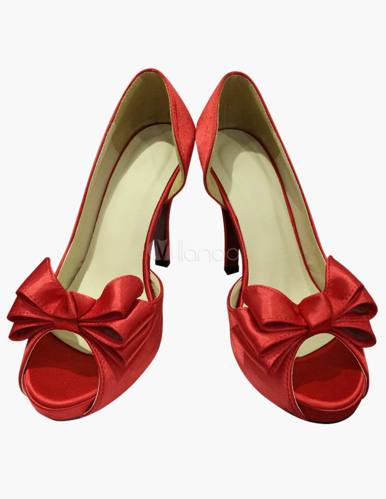 Cut Out Bow Peep Toe Bridal Shoes - Milanoo.com