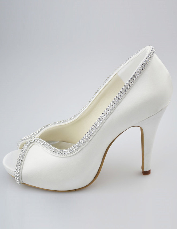 Sparkling Stiletto Heel Peep Toe Silk And Satin Fashion Woman's Wedding ...