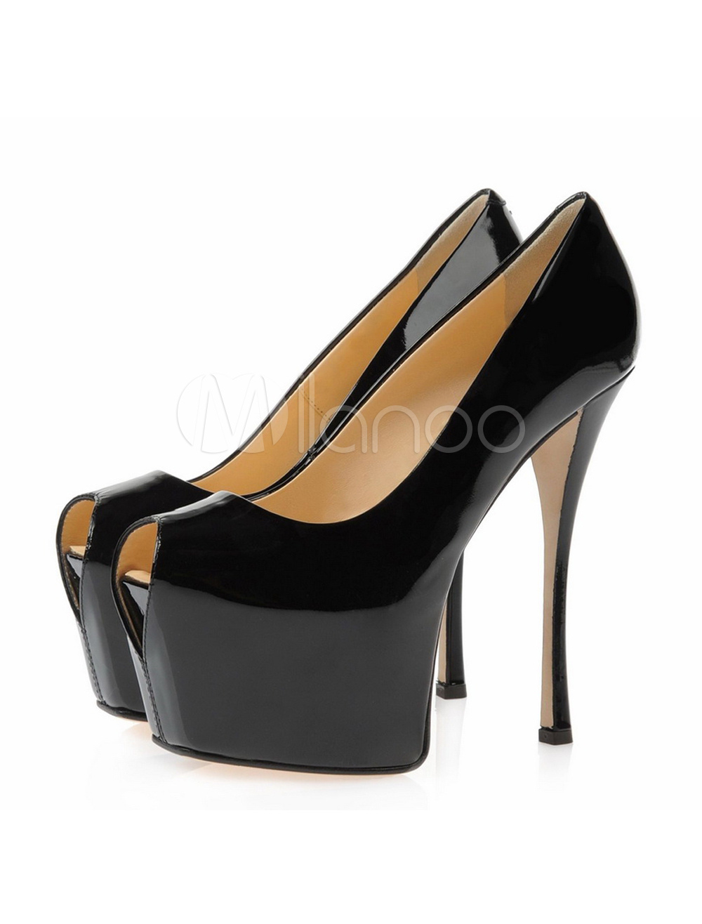 Black Platform Stiletto Heel Peep Toe Shoes - Milanoo.com