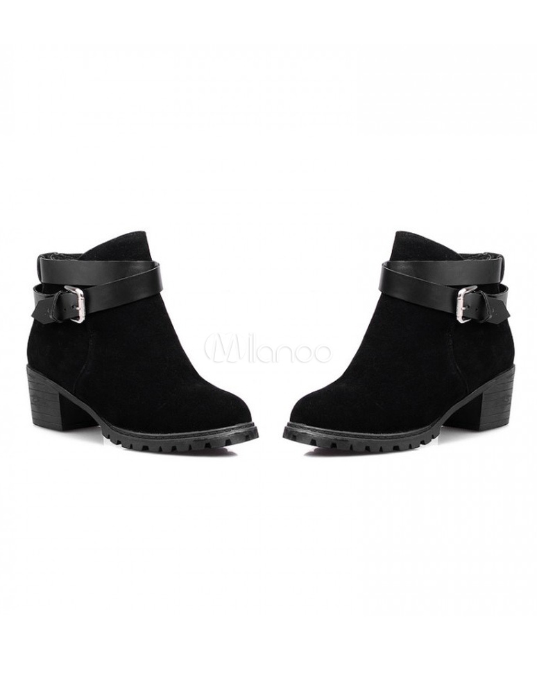round toe chunky heel booties