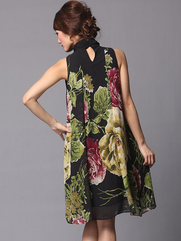 Floral Print Sleeveless Dress 