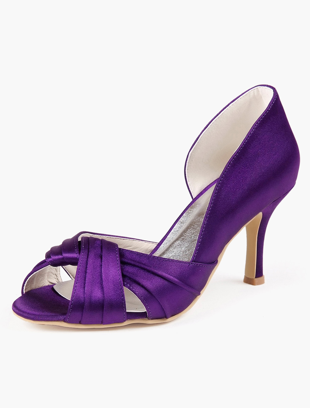 Pleated Peep Toe Silk And Satin Evening and Bridal Sandals - Milanoo.com