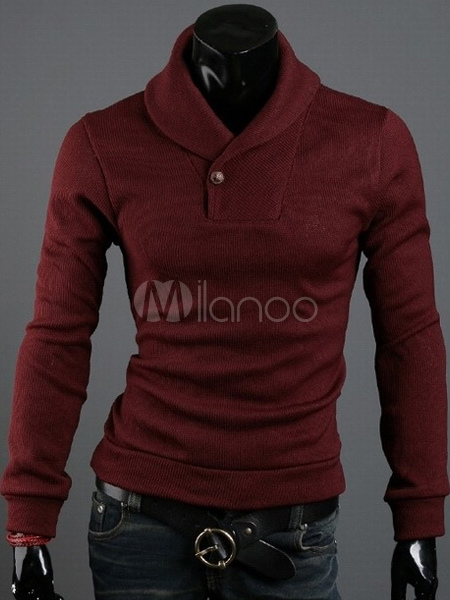 Chic Burgundy Terry Long Sleeve Men's Sweatshirt - Milanoo.com