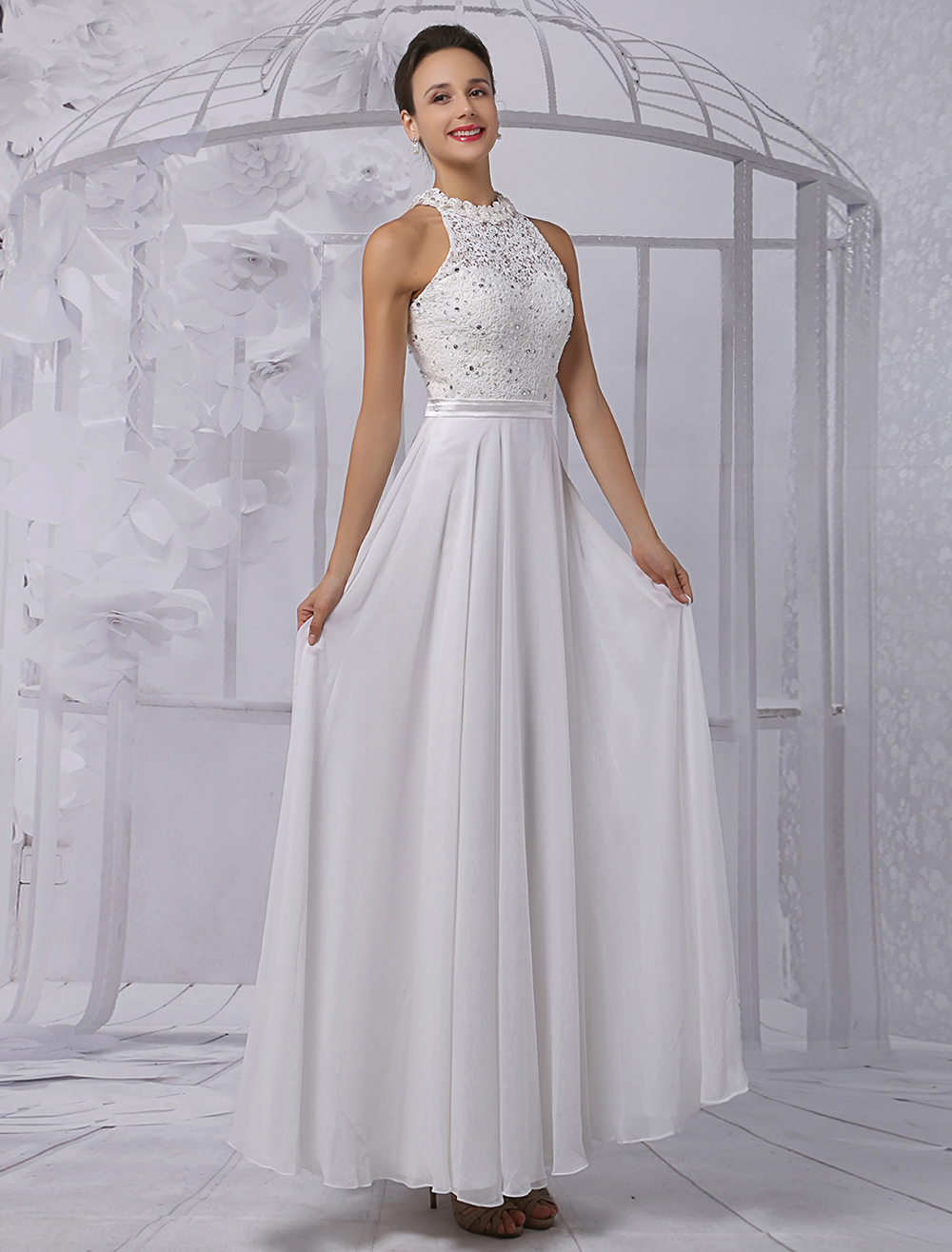 scoop neck wedding dress