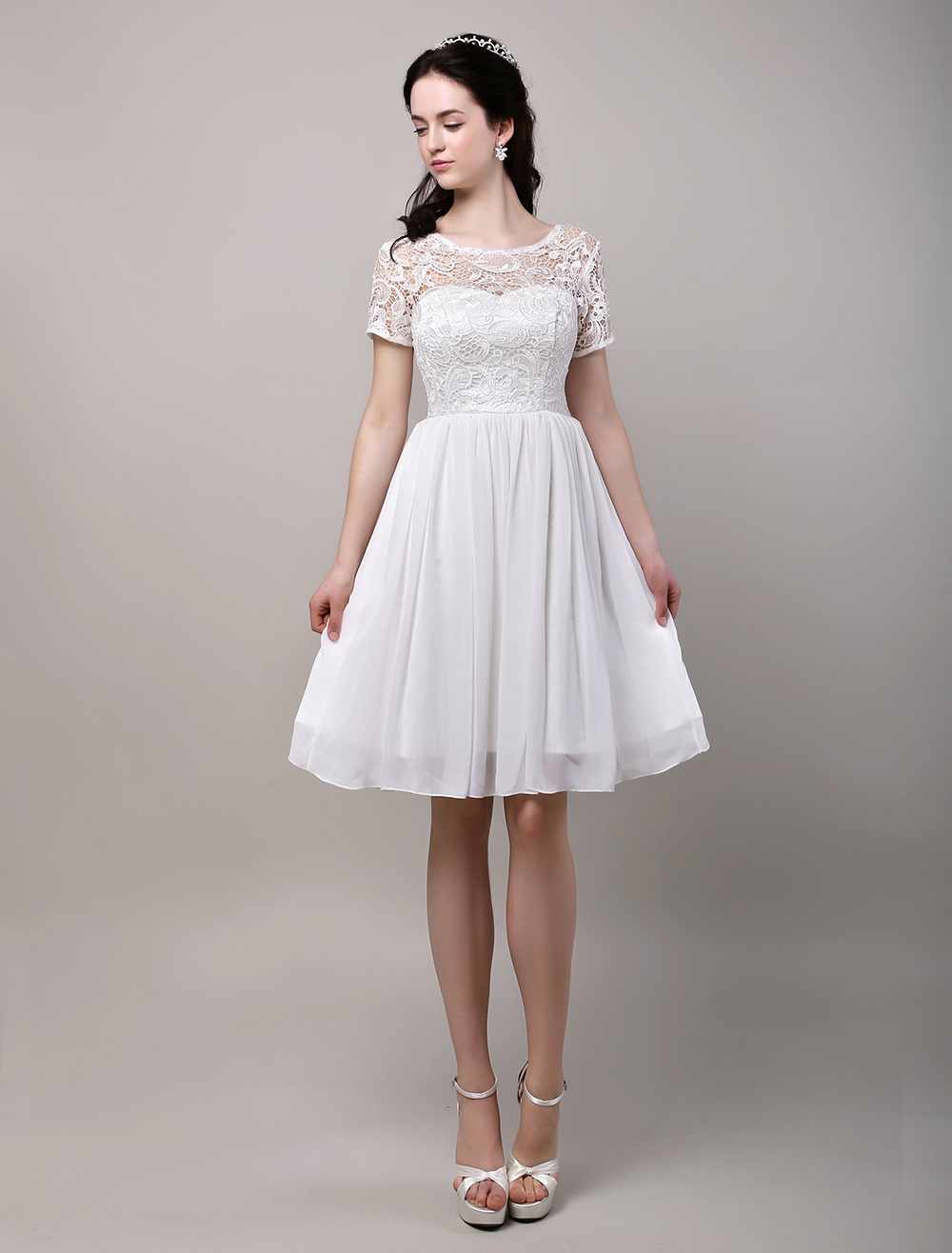 simple wedding dress short sleeve