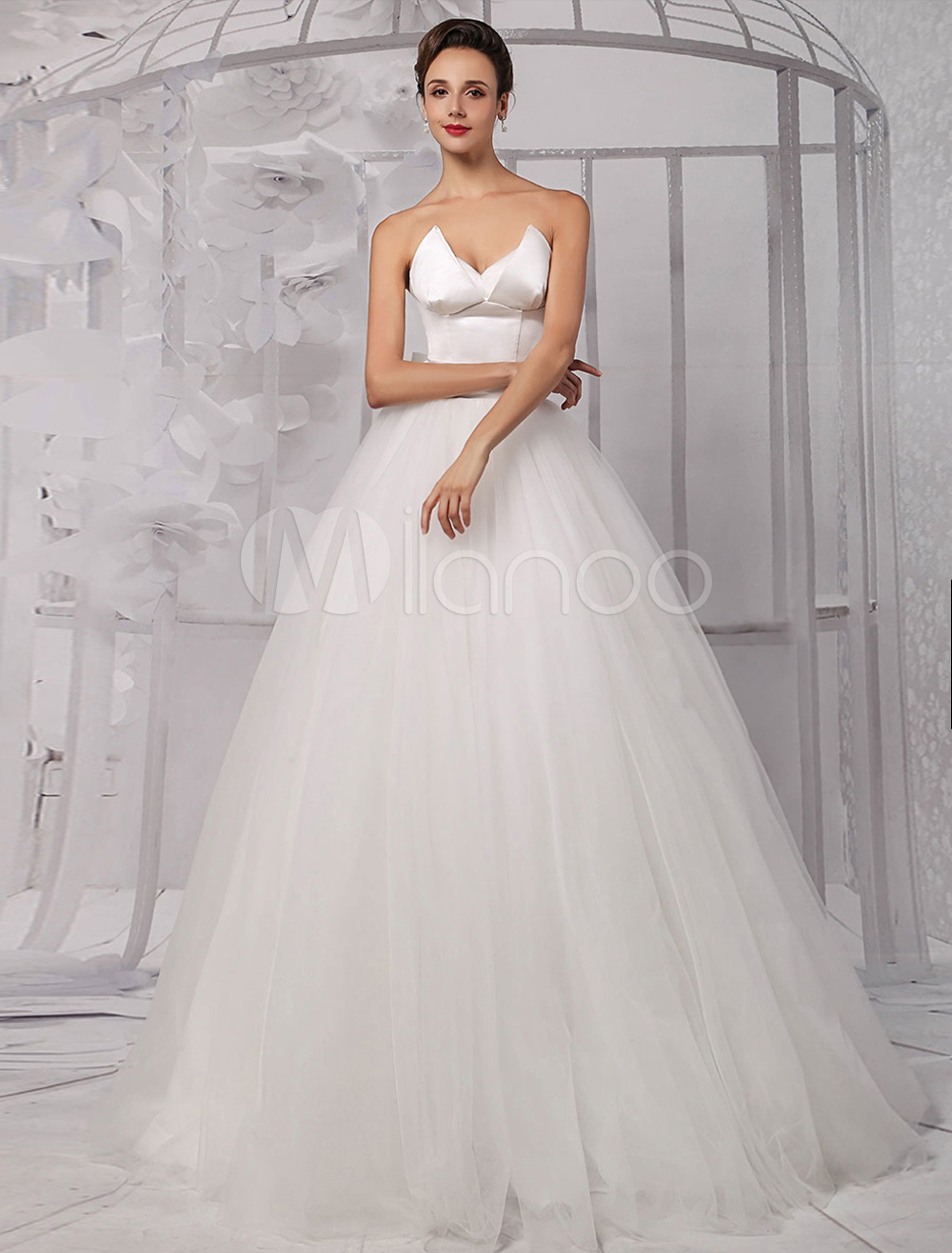 Two Pieces Crop Top Ball Gown  Wedding  Dress  With Tulle  