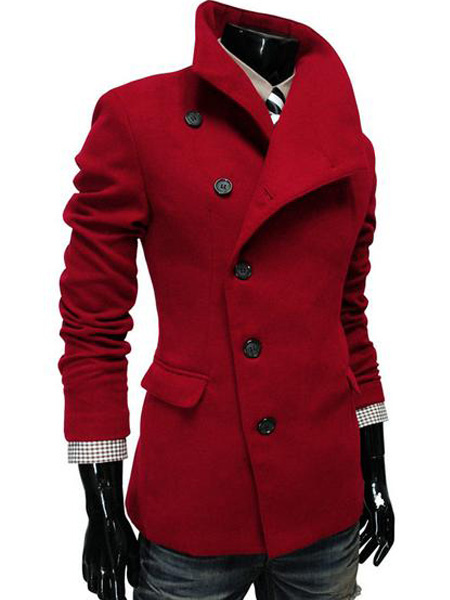 Handsome Solid Color Tweed Men's Coat - Milanoo.com