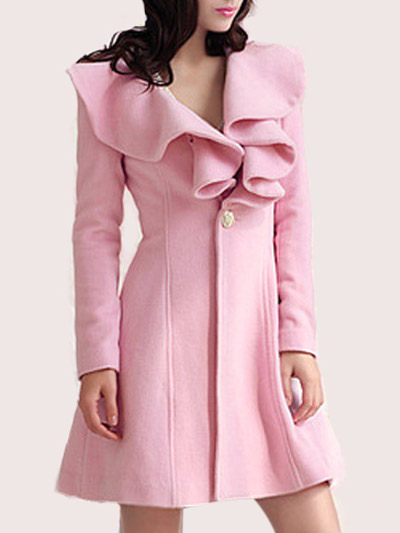 Trench Women Coat Pink Jacket Long Sleeve Women Overcoat - Milanoo.com