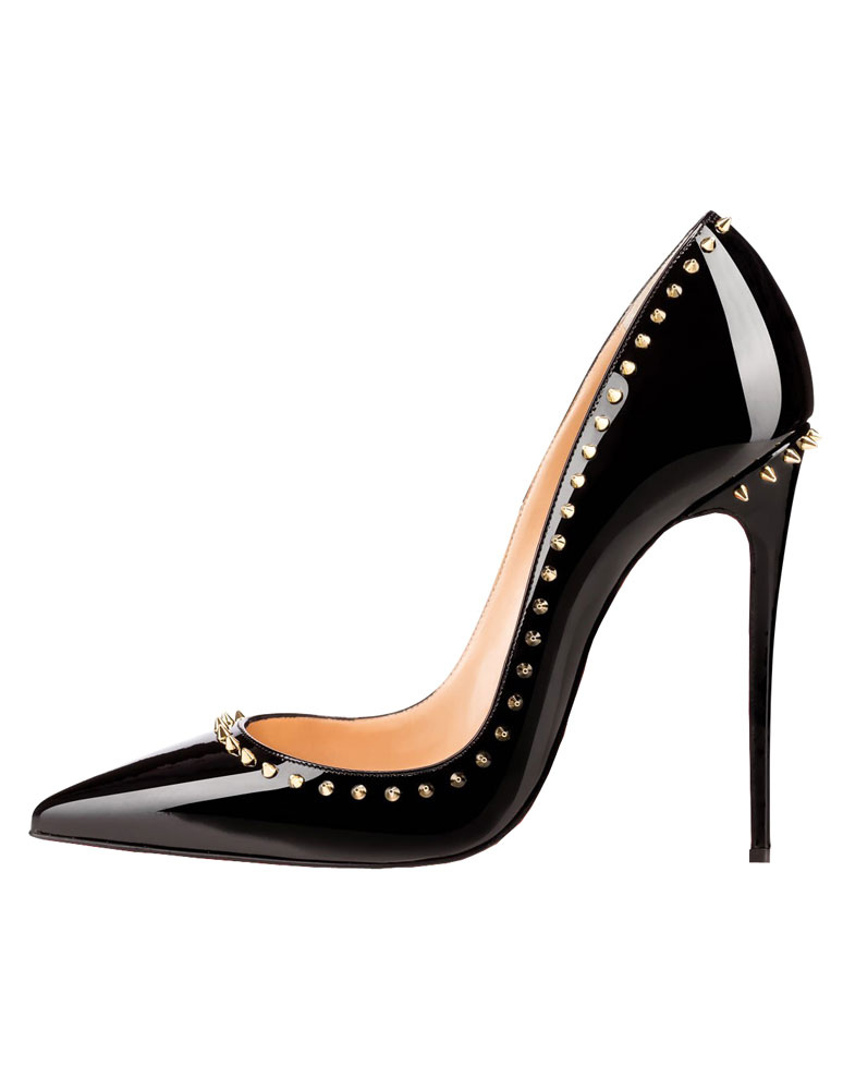 Fader fage glæde Datter Black Sexy High Heels Basic Stiletto Heel Pumps with Rivets - Milanoo.com