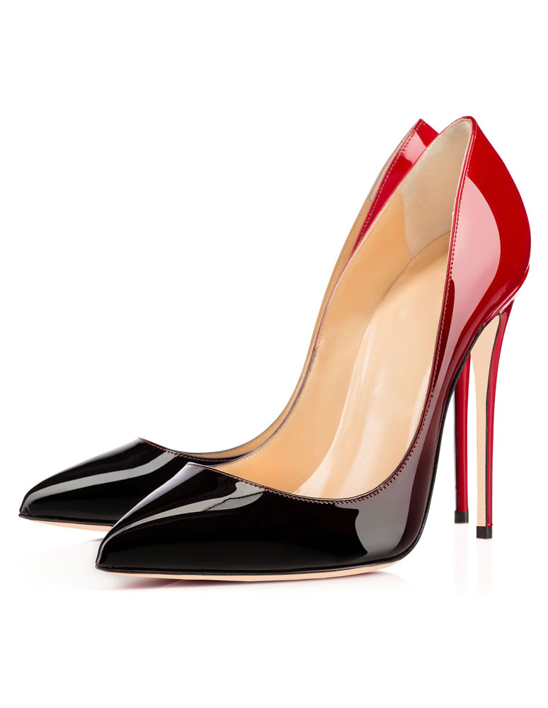 Chaussures Chaussures femme | Escarpins femme bicolore en PU vernis talon haut bout pointu - XS52597