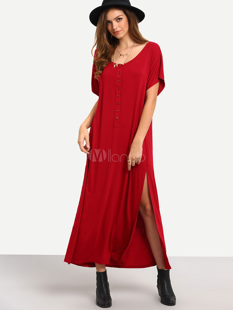vestido vermelho longo casual