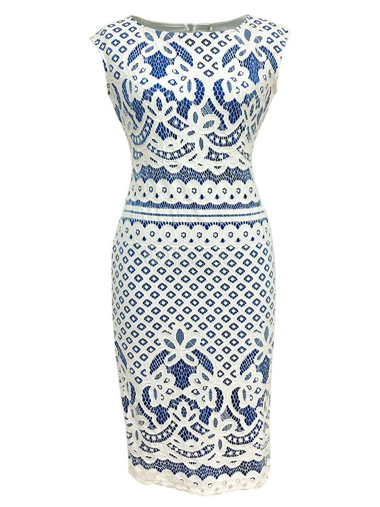 Red Bodycon Dress Lace Sleeveless Women's Slim Fit Pencil Dress - Milanoo.com