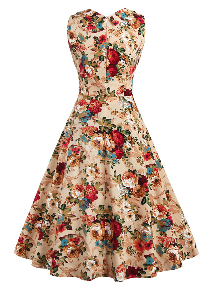 Floral Vintage Dress 1950s Sweetheart Women Swing Dress Retro Midi ...