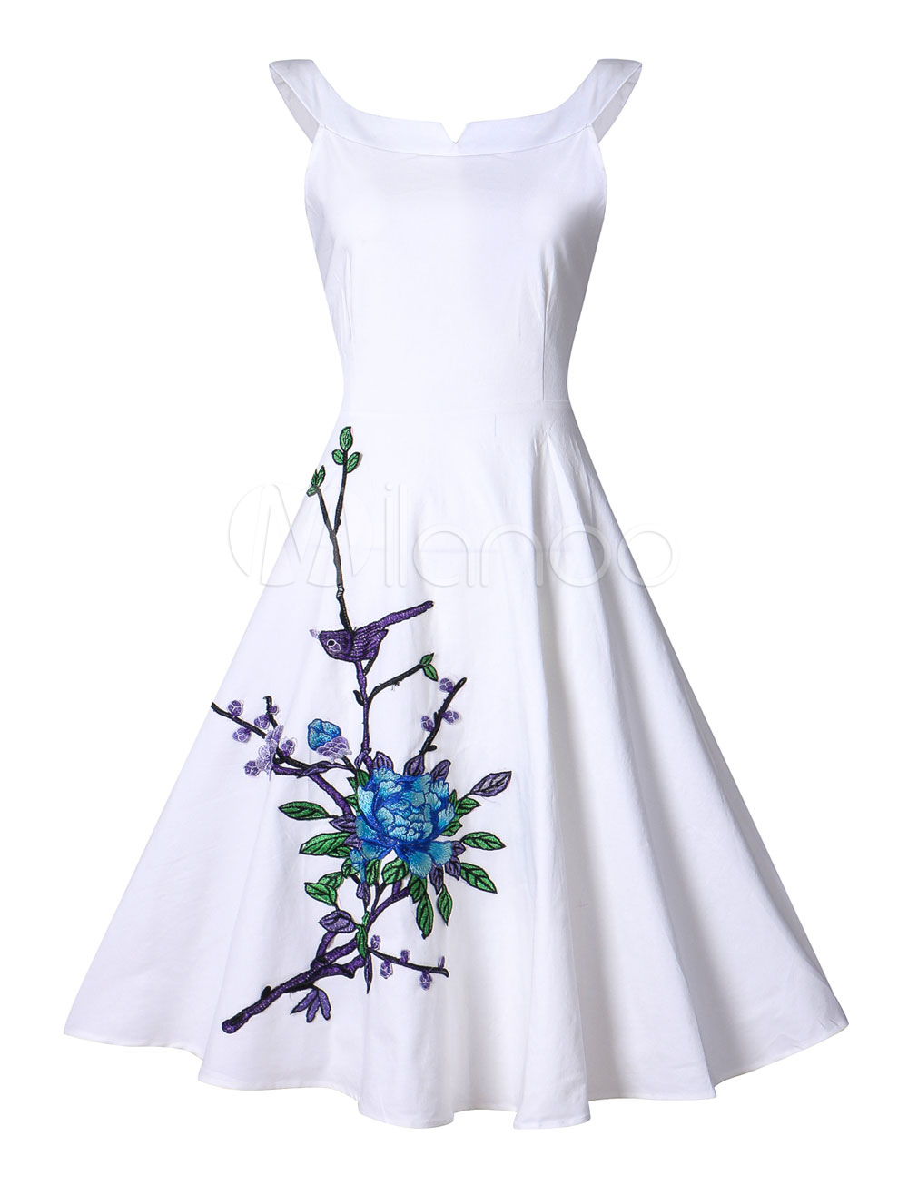 Embroidered Dress Sleeveless Vintage Prom Dress - Milanoo.com