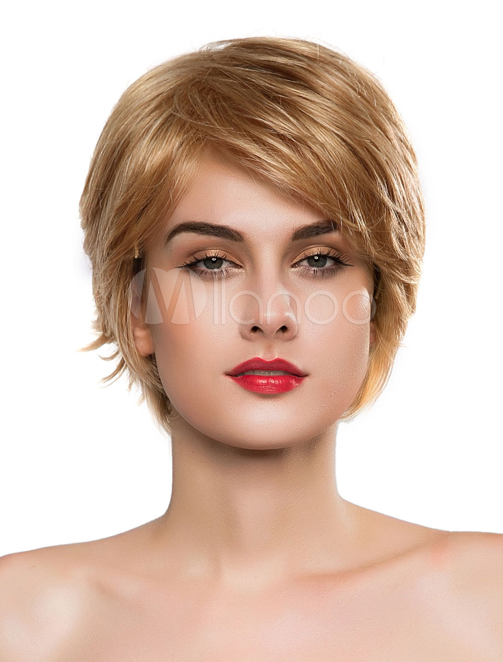 Blonde Hair Wigs Women S Short Human Hair Wigs With Side Swept