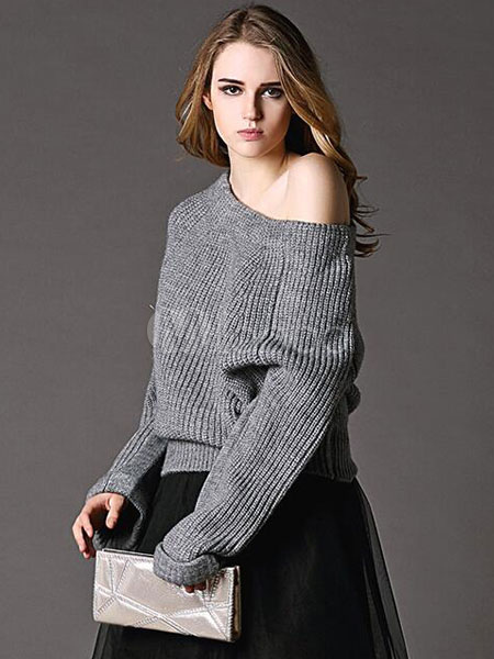 Off The Shoulder Pullovers Long Sleeve Casual Sweater