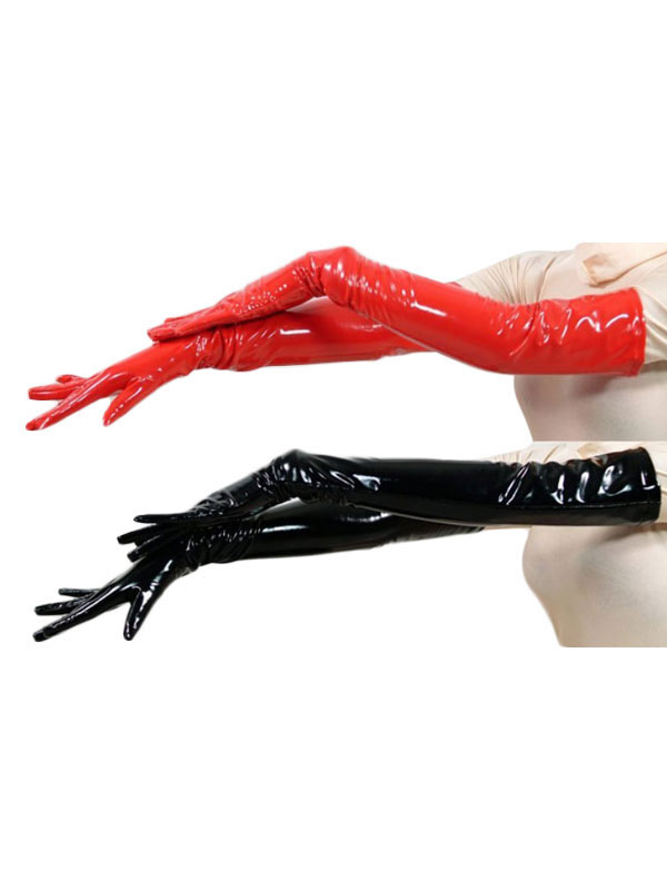 Lingerie Sexy Lingeries | Women Red Gloves Pvc Elbow Length Gloves - HL79369