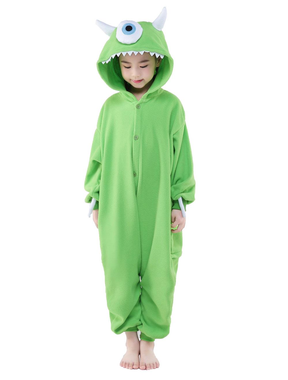 Disfraz Halloween Verde franela ojo Animal mono ropa de dormir Kigurumi  traje infantil Halloween 