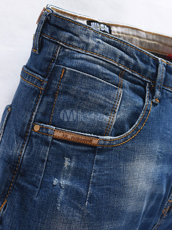 Men's Blue Jeans Straight Denim Pants - Milanoo.com