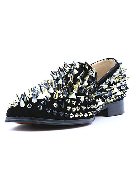 white spiked loafers