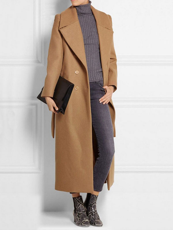 womens camel wrap coat