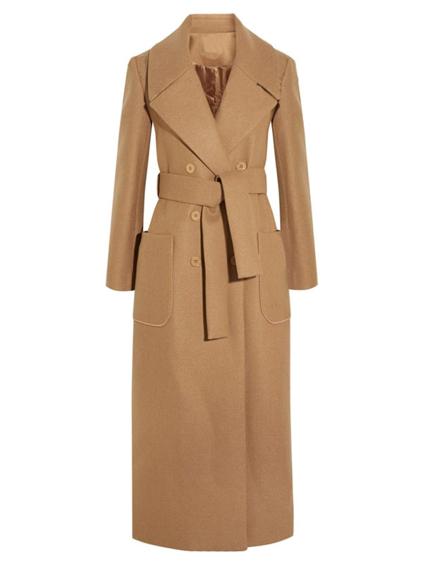 Women's Clothing Outerwear | Trench Coat Women Camel Overcoat Long Sleeve Wrap Coat For Winter - NS36986